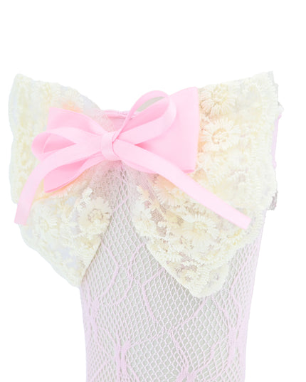 Embroidered Ribbon Bow Long Socks