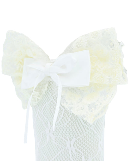 Embroidered Ribbon Bow Long Socks