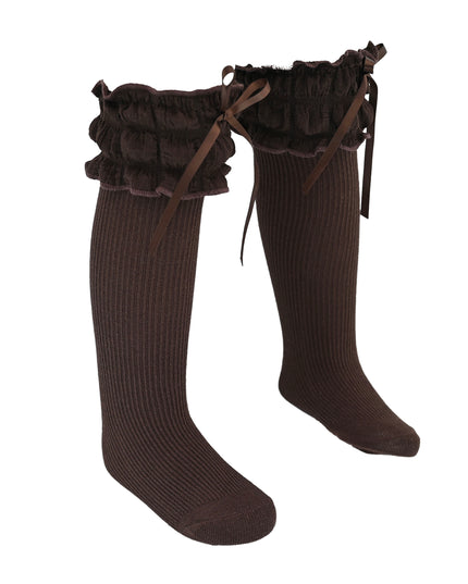 Ruffled Ribbon Long Socks