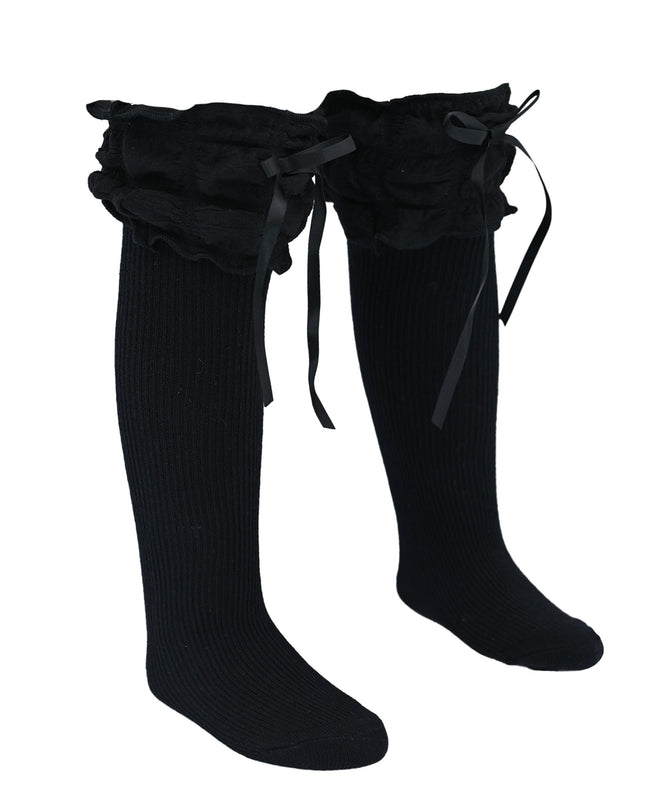 Ruffled Ribbon Long Socks