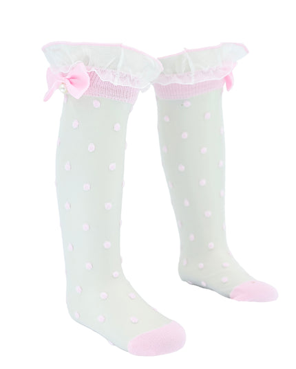 Transparent Polka-Dot Bow Trim Socks