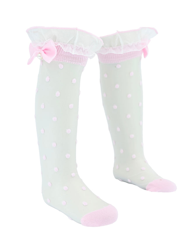 Transparent Polka-Dot Bow Trim Socks