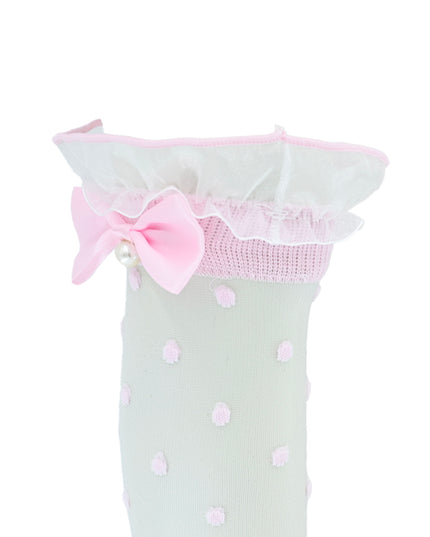 Transparent Polka-Dot Bow Trim Socks