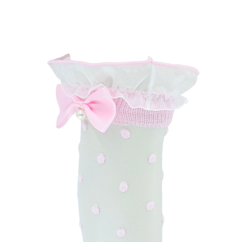 Transparent Polka-Dot Bow Trim Socks