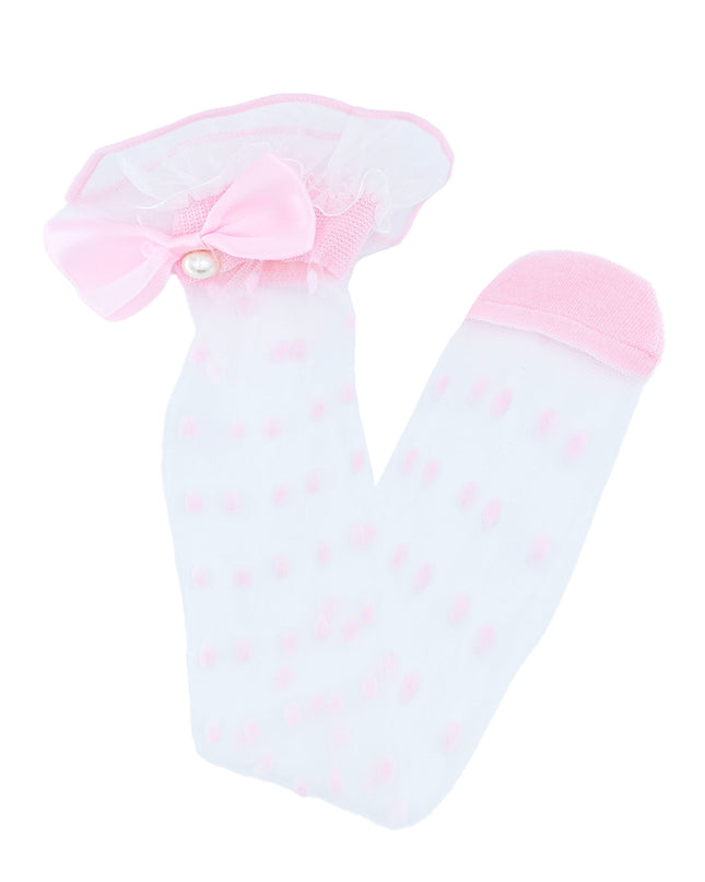 Transparent Polka-Dot Bow Trim Socks