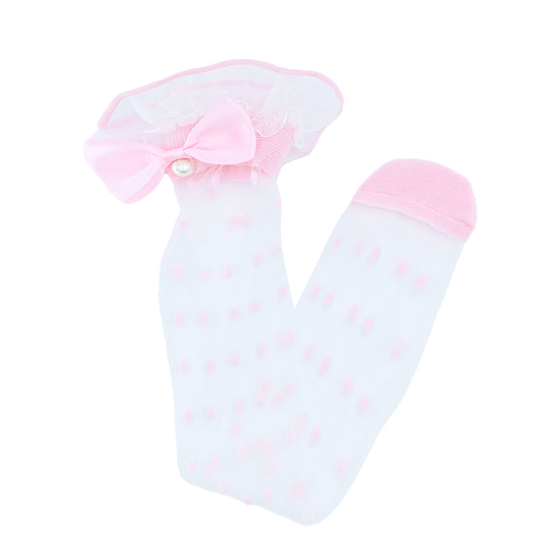 Transparent Polka-Dot Bow Trim Socks