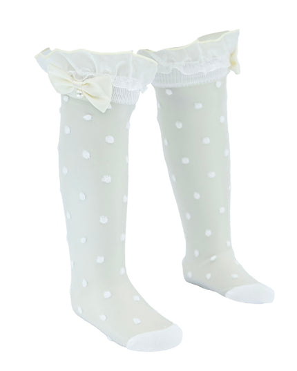 Transparent Polka-Dot Bow Trim Socks