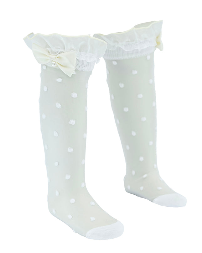 Transparent Polka-Dot Bow Trim Socks