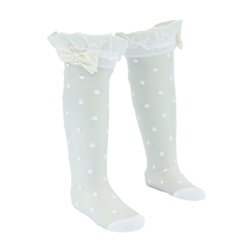 Transparent Polka-Dot Bow Trim Socks