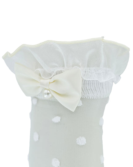 Transparent Polka-Dot Bow Trim Socks