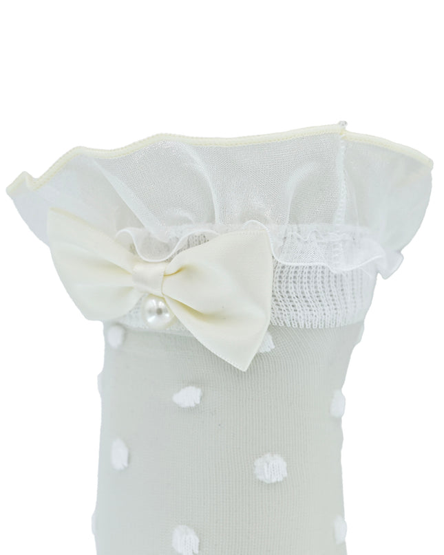 Transparent Polka-Dot Bow Trim Socks