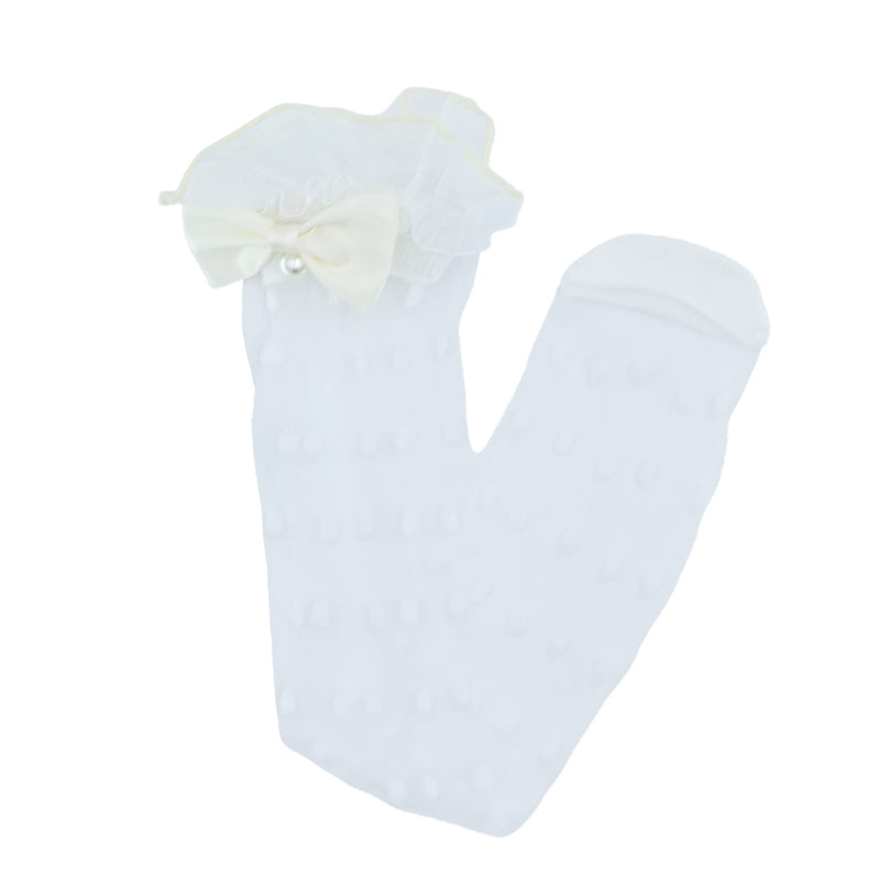 Transparent Polka-Dot Bow Trim Socks