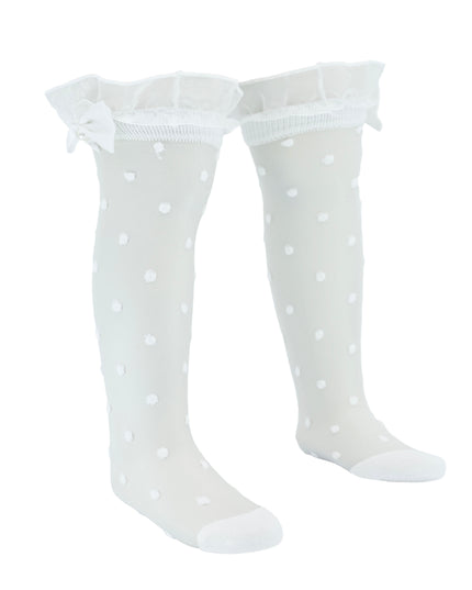 Transparent Polka-Dot Bow Trim Socks