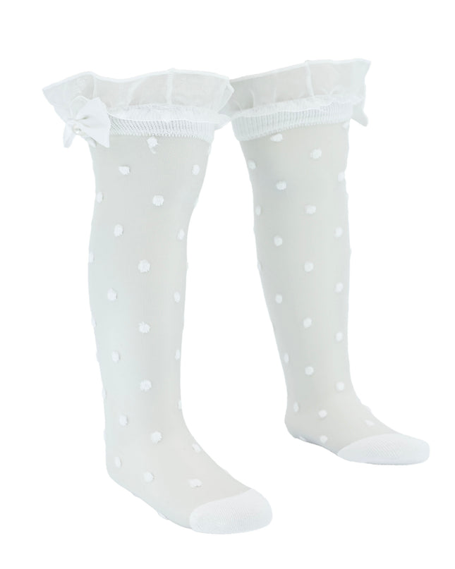 Transparent Polka-Dot Bow Trim Socks