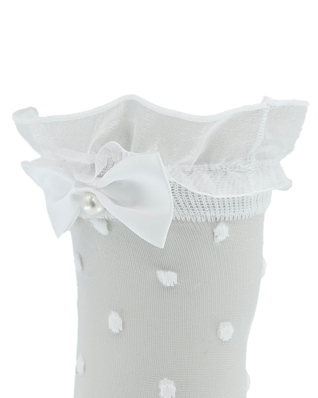 Transparent Polka-Dot Bow Trim Socks