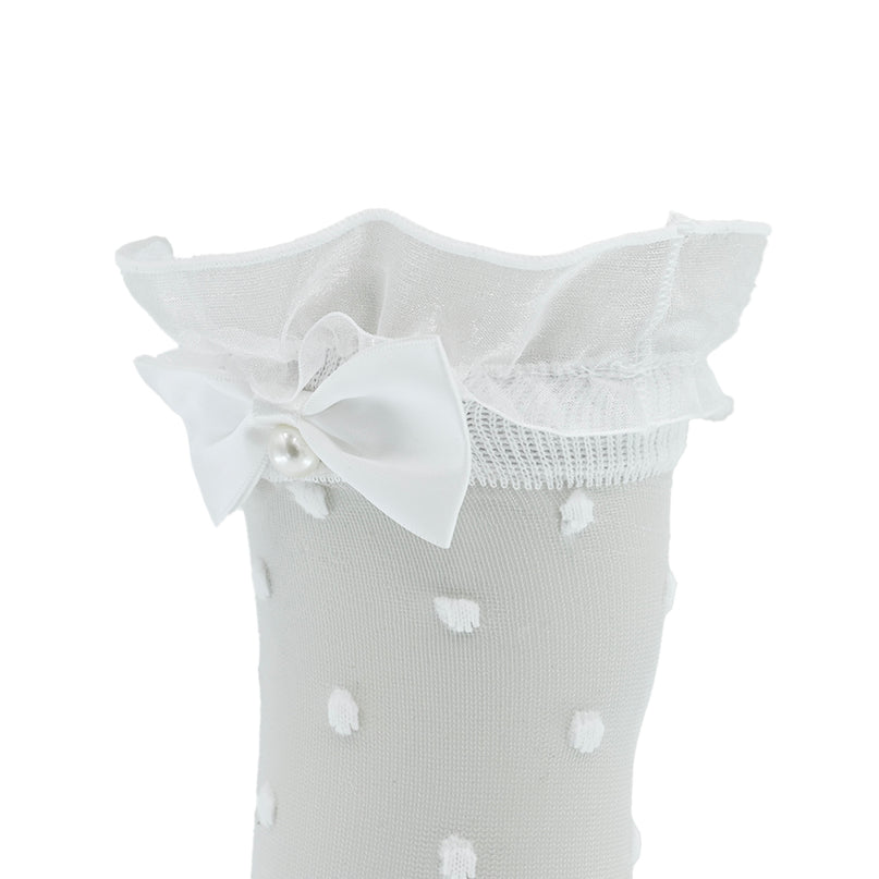 Transparent Polka-Dot Bow Trim Socks