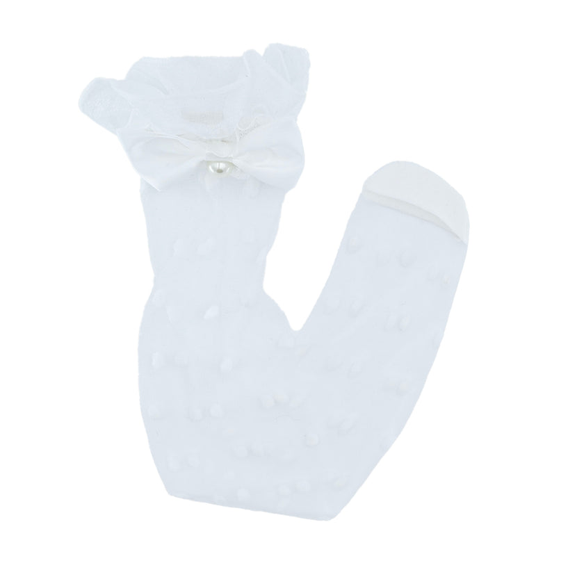 Transparent Polka-Dot Bow Trim Socks