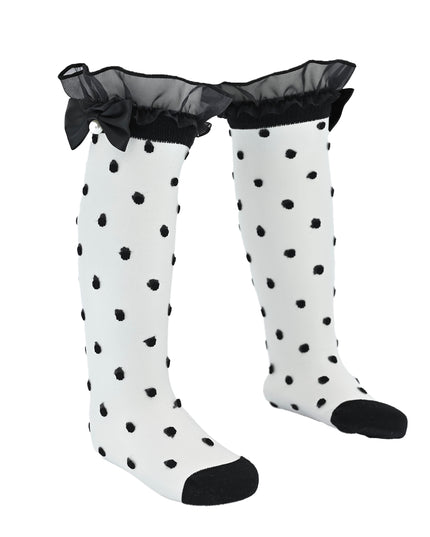 Transparent Polka-Dot Bow Trim Socks