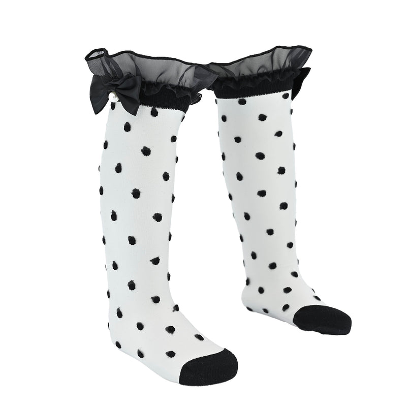 Transparent Polka-Dot Bow Trim Socks