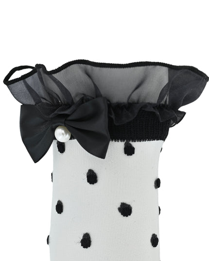 Transparent Polka-Dot Bow Trim Socks
