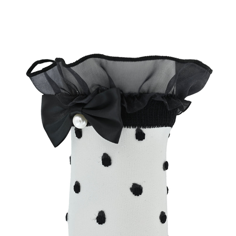 Transparent Polka-Dot Bow Trim Socks