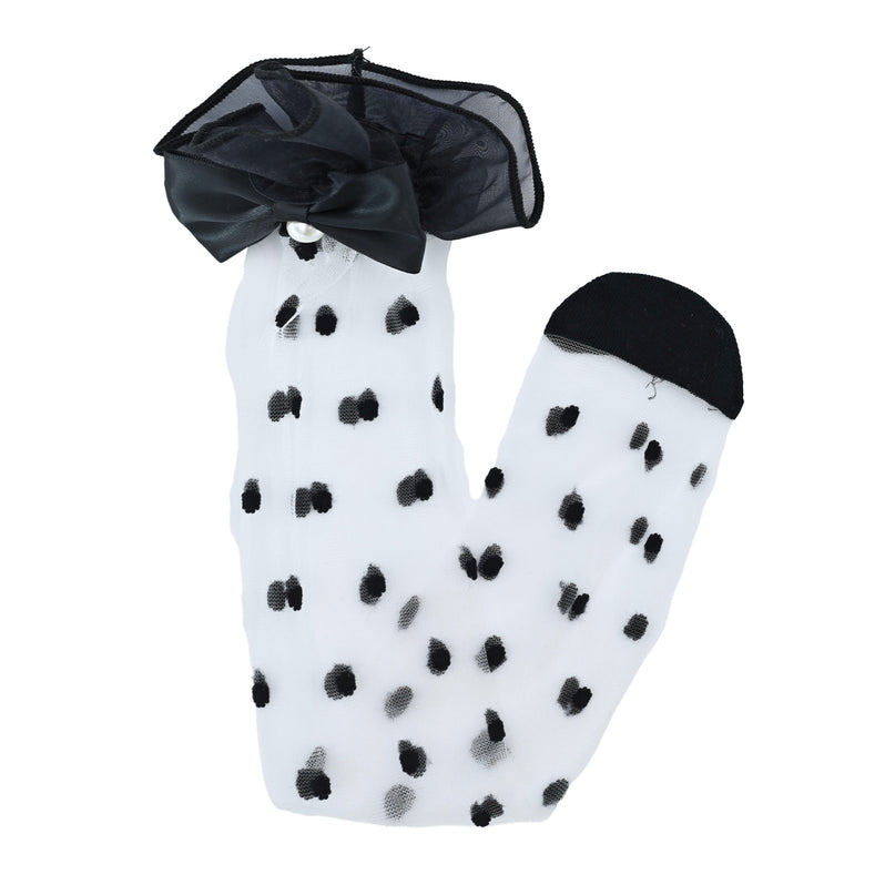 Transparent Polka-Dot Bow Trim Socks