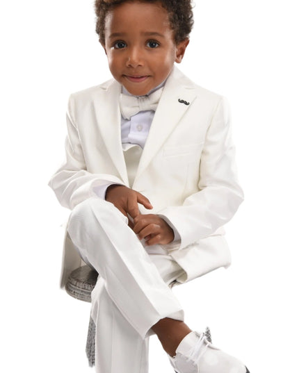 kids atelier moustache Cream 5pc Peak Lapel Tuxedo
