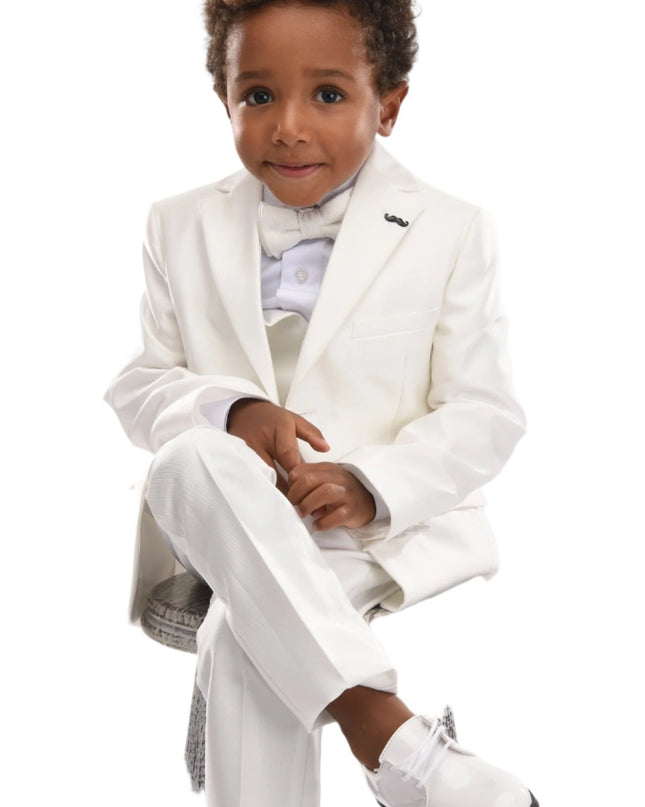 kids atelier moustache Cream 5pc Peak Lapel Tuxedo