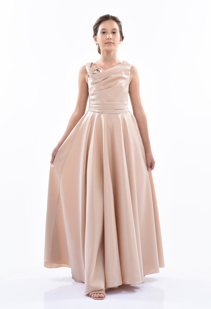 Gold Lenelle Rose Applique Gown