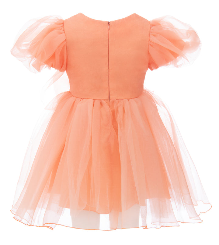 Peach Bow Organza Dress