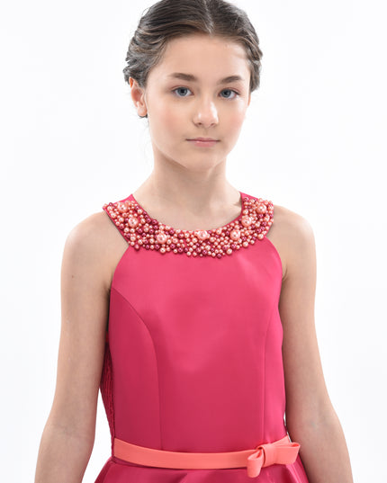 Fuchsia Cardona Pearl Halter Dress - kids atelier Fuchsia Cardona Pearl Halter Dress - kids atelier