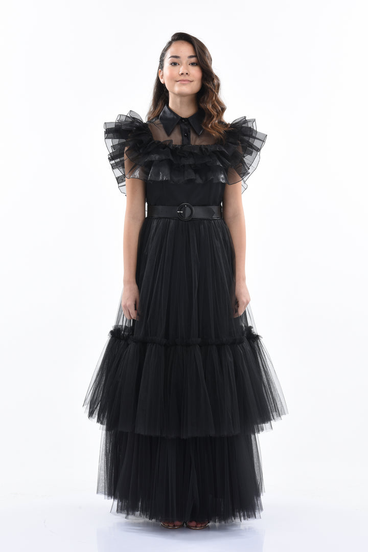 Black Vennecia Formal Tulle Dress
