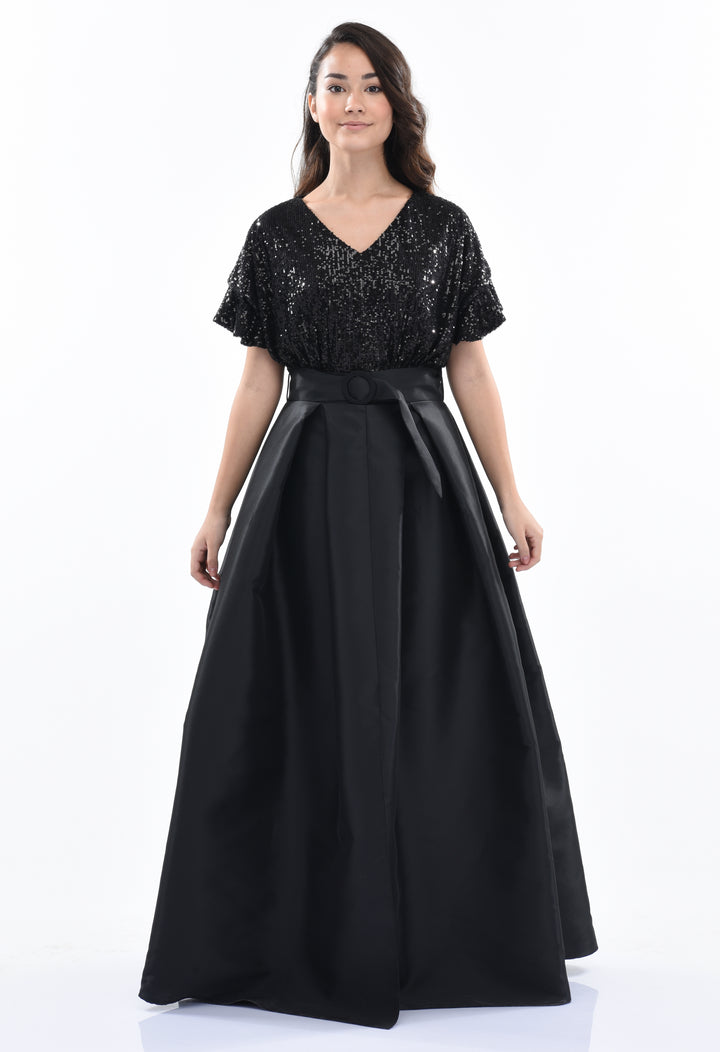 Black Arcola Glimmer Tulle Gown