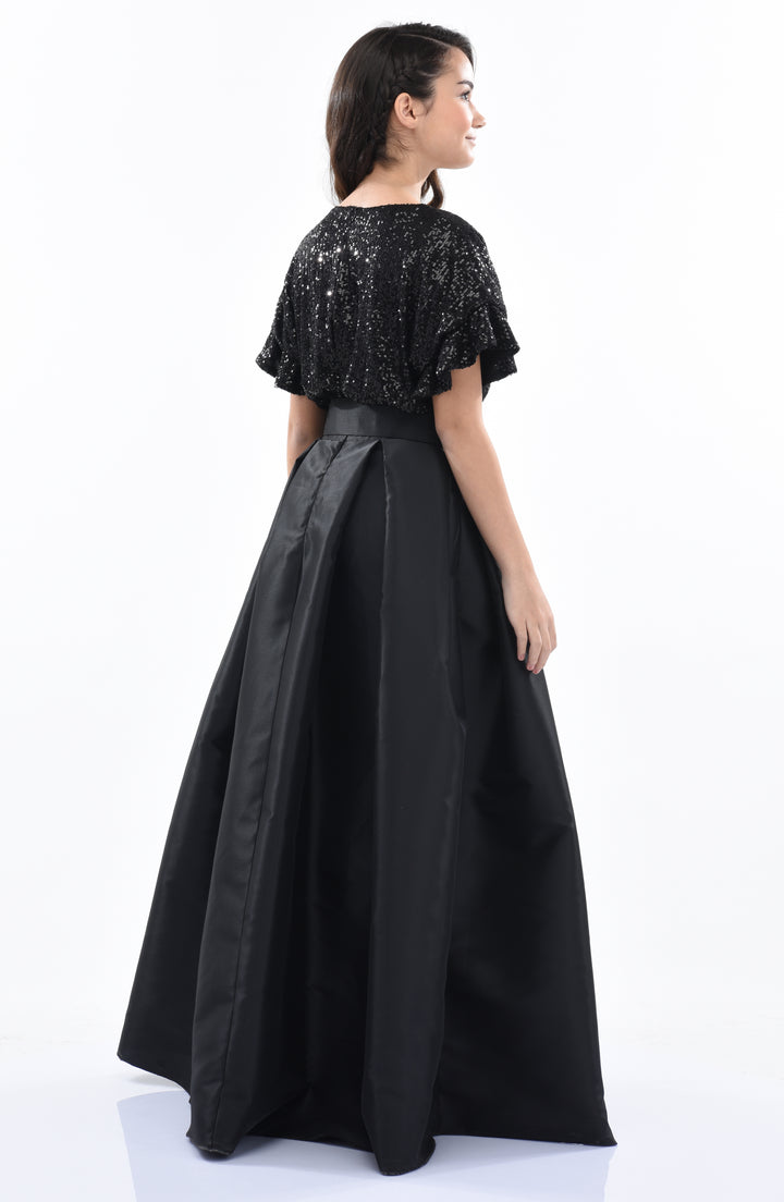 Black Arcola Glimmer Tulle Gown