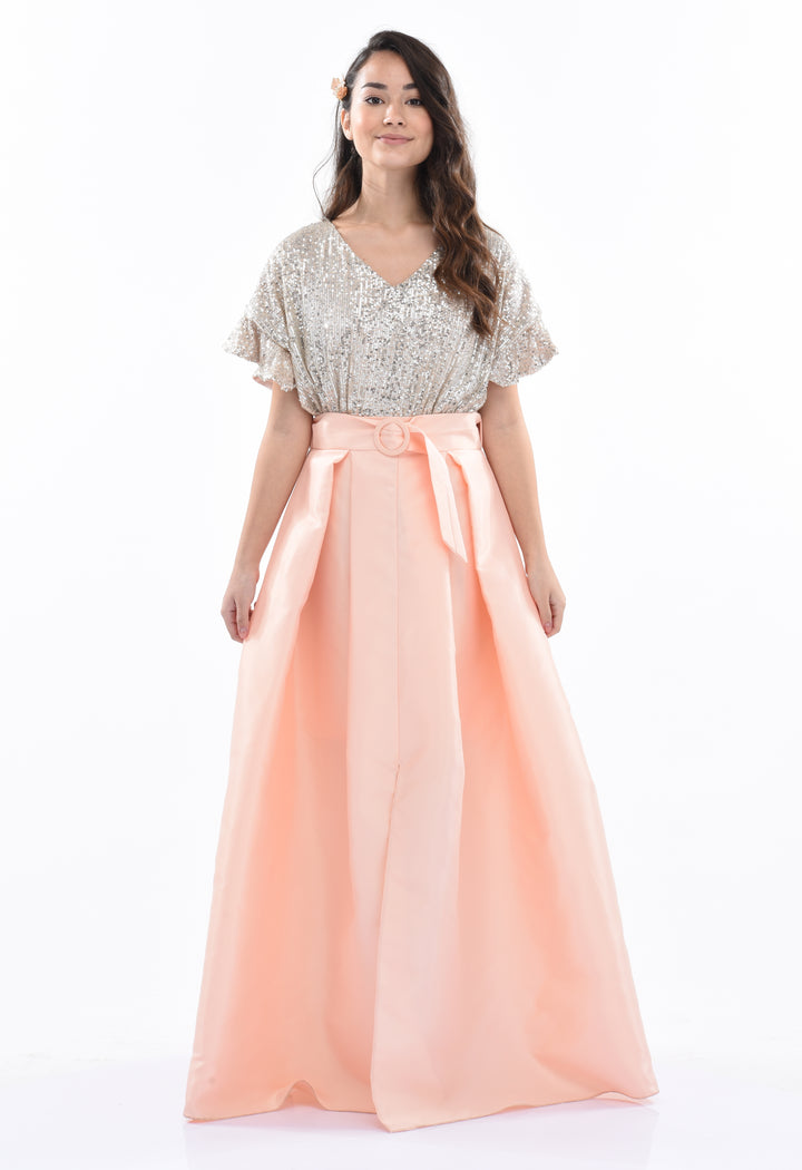 Peach Arcola Glimmer Tulle Gown