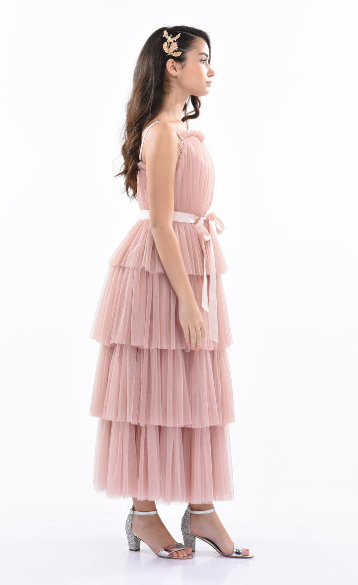 Pink Blush Firenze Tiered Ribbon Dress