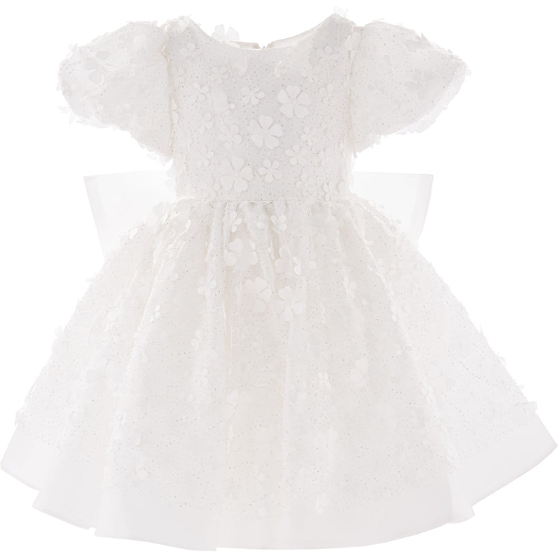 White Moneta Floral Bow Dress