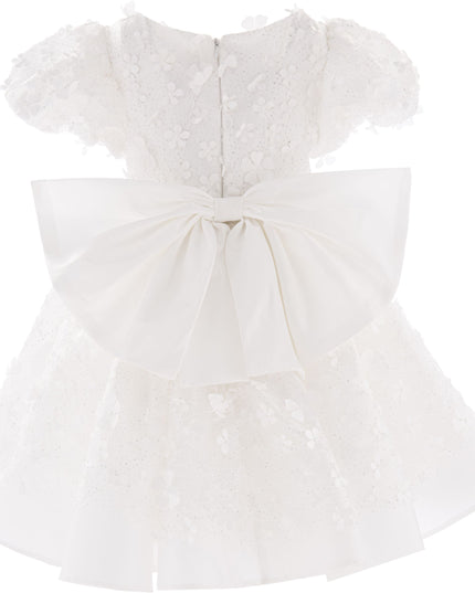 White Moneta Floral Bow Dress