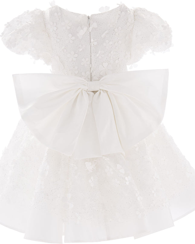 White Moneta Floral Bow Dress