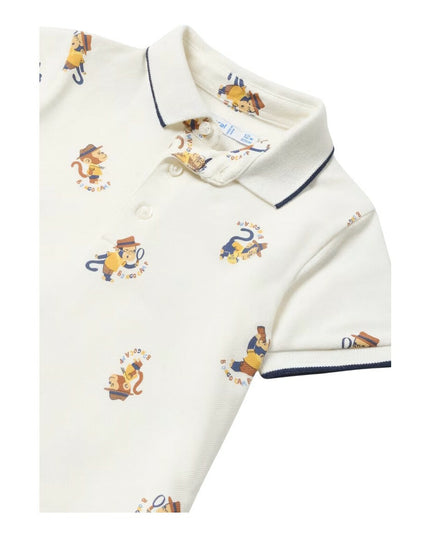Cream Safari Print Polo