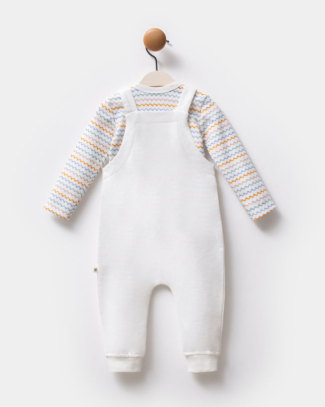 Multicolor Zigzag Overalls Set