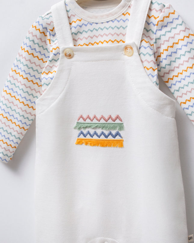 Multicolor Zigzag Overalls Set