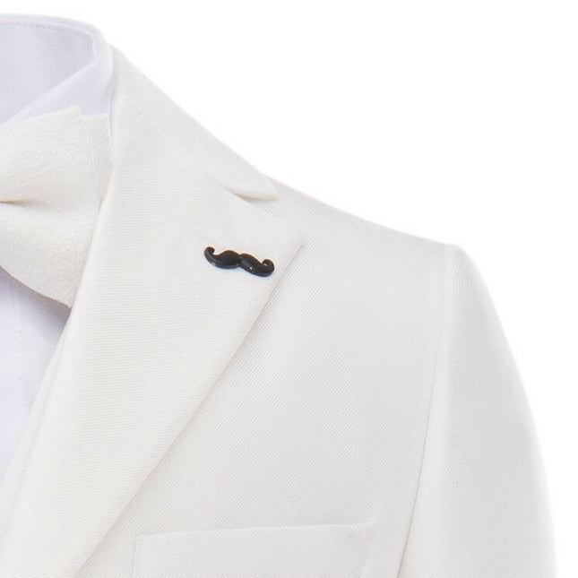 kids atelier moustache Cream 5pc Peak Lapel Tuxedo