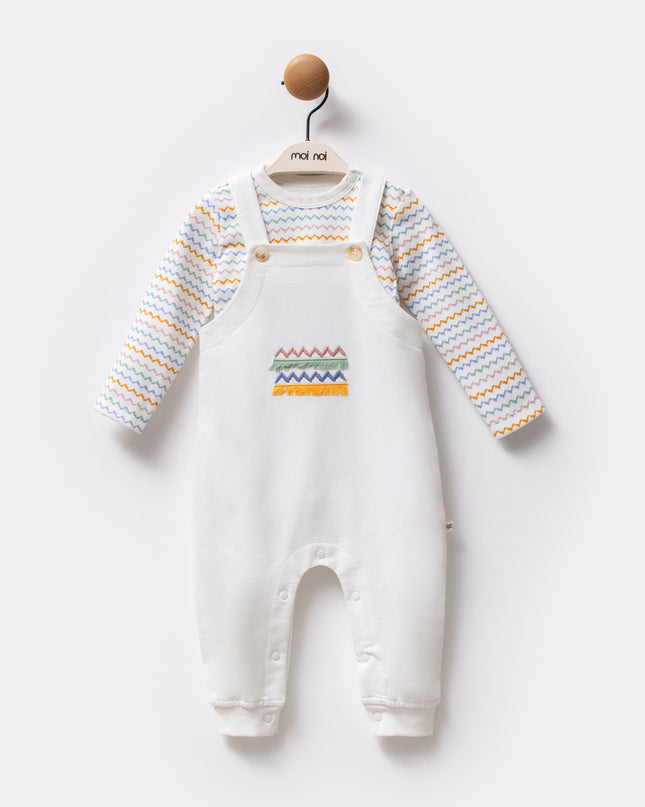 Multicolor Zigzag Overalls Set