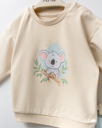 Beige Koala Blue Sweat Set