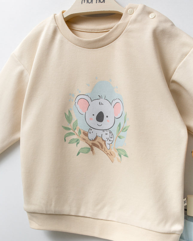 Beige Koala Blue Sweat Set