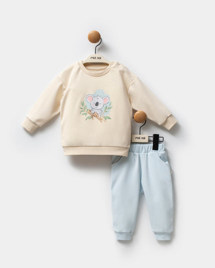 Beige Koala Blue Sweat Set