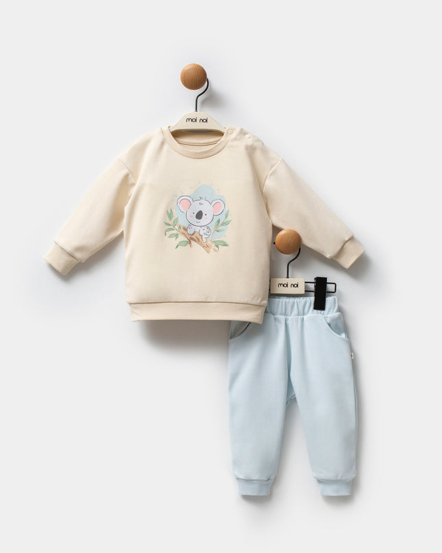 Beige Koala Blue Sweat Set