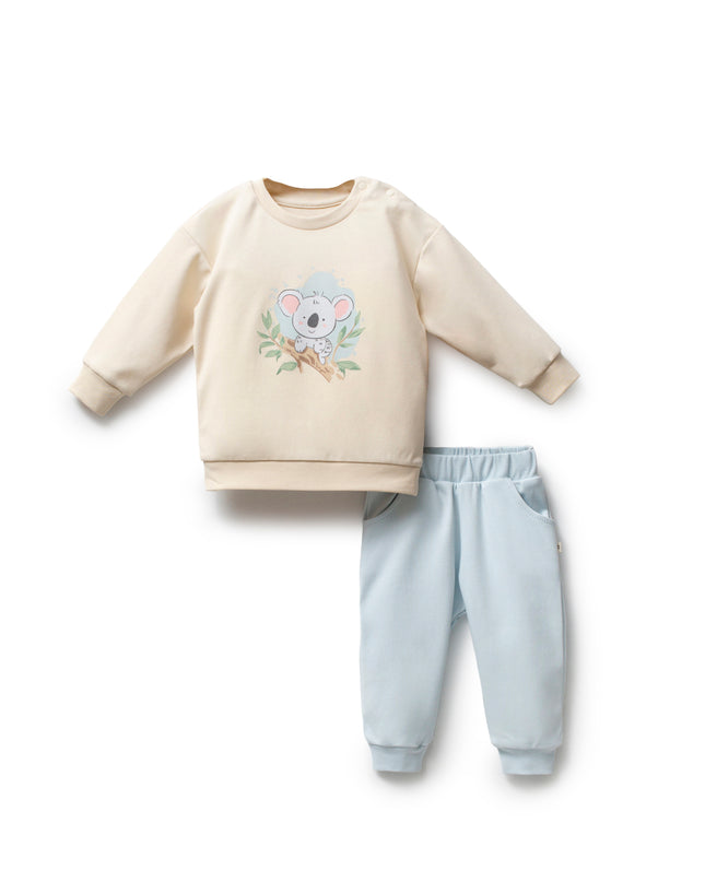 Beige Koala Blue Sweat Set