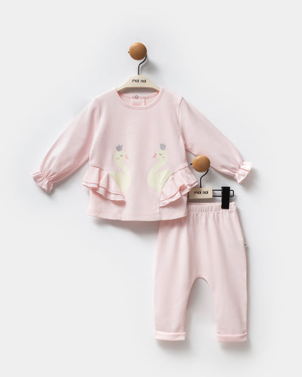 Pink Swan Ruffle Outfit Set